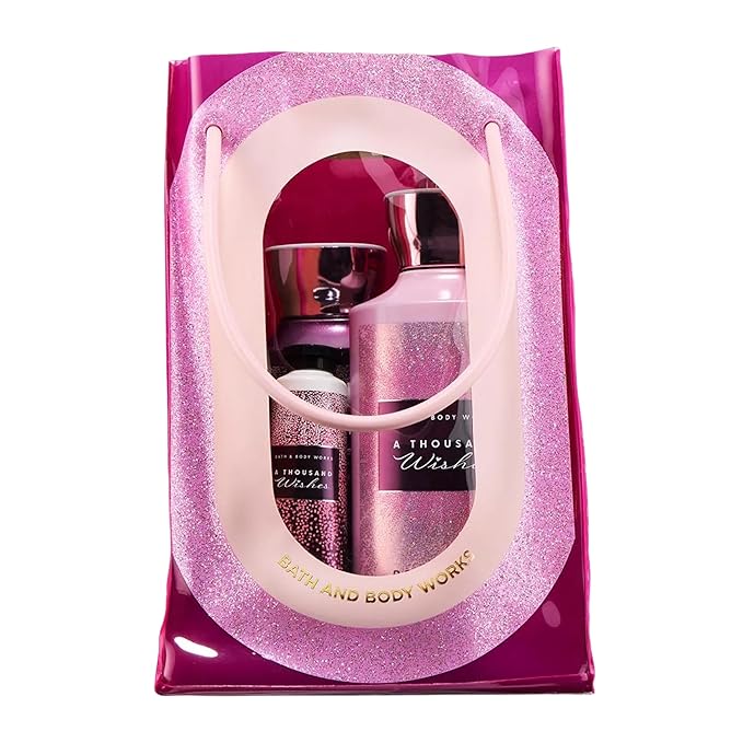 Bath &amp Body Works A Thousand Wishes Gift Set with Body Wash Fine Fragrance Mist Lotion &amp Hand Cream – Personal Care Collection for Gifting or Individual Use Prosecco &amp Peony Scent - 1