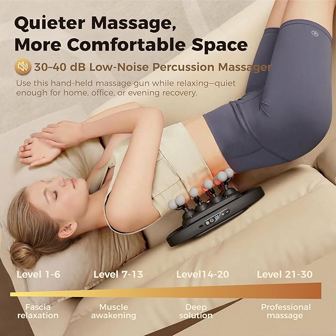 20-Head Massage Gun SetDeep Tissue Massage for Muscle Pain ReliefHigh-Power Electric Massager Gun with 3 Modes30 LevelsQuiet Handheld Body Massage Tool for BackLegsWaistArmsRecovery
