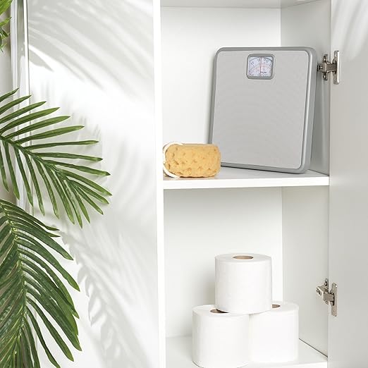 Salter 433 SVDR Mechanical Bathroom Scale – Body Weight Scale with 120 KG Capacity Large Platform with Non-Slip Mat Easy to Read Rotating Dial No Batteries Required Weigh in kg/st/lbs Silver