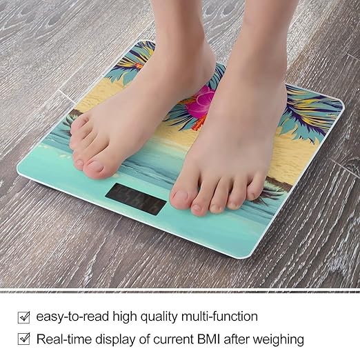 Hello Hawaii Digital Bathroom Scale for Body Weight Weighing Scale with Backlit LCD Display High Precision Measurements &amp Measures Weight Up to 180kg
