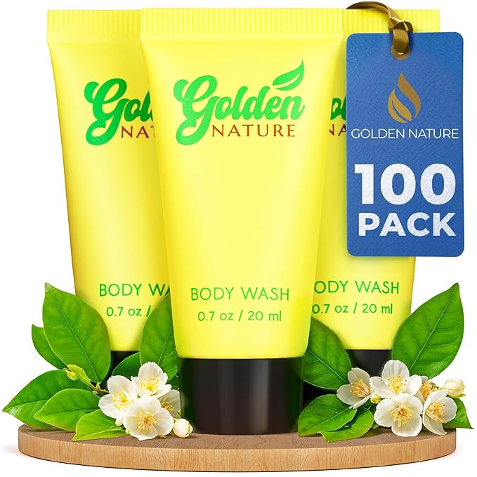 Travel Size Hotel Body Wash - Jasmine 0.7 fl oz 100 PK - Delight Your Guests with Soothing &amp Refreshing Body Wash - Bulk Small Size Toiletries for Airbnb Motels &amp Guest Rooms