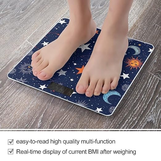 Smart Scale for Body Weight Automatic Switch Digital Bathroom Weighing Scale Zodiac Space Galaxy Constellation Sun Moon Stars