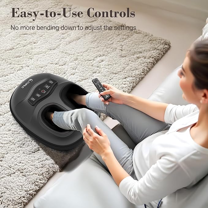 FSA Foot Massager with Heat and Remote - HSA Eligible Feet Massager for Plantar Fasciitis &amp Neuropathy Shiatsu Deep Kneading for Foot Pain Relief Gifts for Women Mom