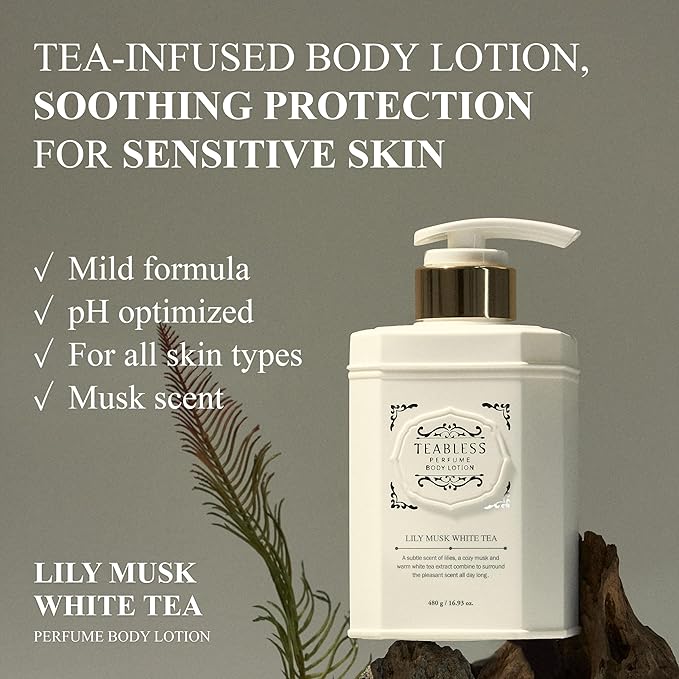 Lily Musk White Tea Perfumed Body Lotion &amp Body Wash Duo Set Dry Skin &amp Sensitive Skin Daily Hydrating Moisturizer &amp Shower Gel Non-Greasy Floral Musk Scent Korean Skin Care
