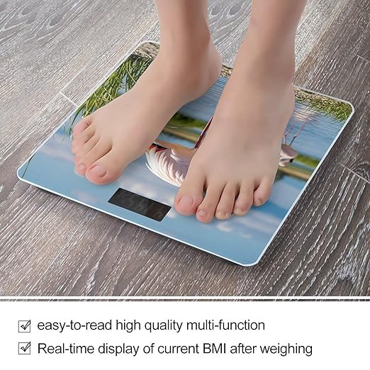 Flamingos Weight Scale Highly Accurate Digital Weighing Scale with Large LCD Display Smart Bathroom Scales for Home Bedrooms and Gift Giving