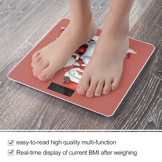 Digital Bathroom Scale for Body Weight Scale with Bright LCD Display High Accuracy Step-On Technology Auto On/Off Santa Claus Snowman Digital Scales 400 Lbs /180kg