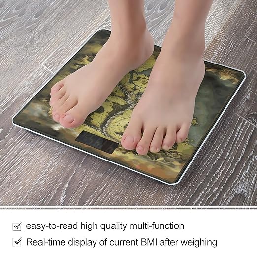 Middle Earth Map Scale for Body Weight Precision Bathroom Weighing Scales with Back Lit LCD Display Sturdy Tempered Glass Body Weight Scales Digital Bathroom Scale 400lb