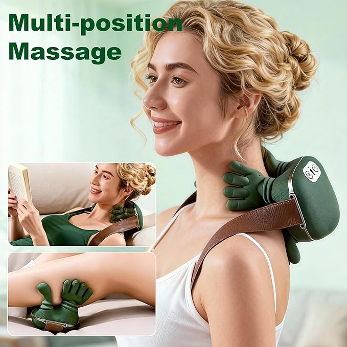 OTAVILEM Neck Massager with Heat Shiatsu Neck and Back Massager with 4D KneadingSimulated Human Hand Design Electric Deep Tissue Massage for Pain Relief and Muscle Relax