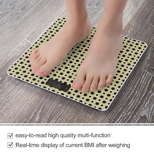 Digital Glass Polka Dot Tan BlackBathroom Scale Scale for Body Weight Digital Bathroom Weighing Machine Battery Powered Measures Weight Up to 400 Lb Capacity