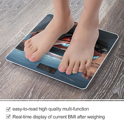 Red Race Car Bathroom Scale for Body Weight LCD Display Digital Bathroom Scale Tempered Glass Bathroom Weight Scales Fashion Smart Scales for Home Bedroom 400 Lb