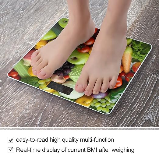 Fresh Fruits and Vegetables Scale for Body Weight Accurate Digital Bathroom Scale Toughened Glass High Precision Scales Smart Weight Scales with Large LCD Backlight Display Weighing Machine