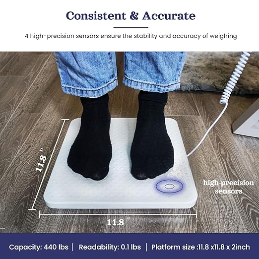 Medical Scale - Heavy Duty 440 lb High Capacity Wrestling Scale for Body Weight with Easy to Read LCD Display Physician Scale Professional Medical Grade Scale for Doctor Home Gym Office
