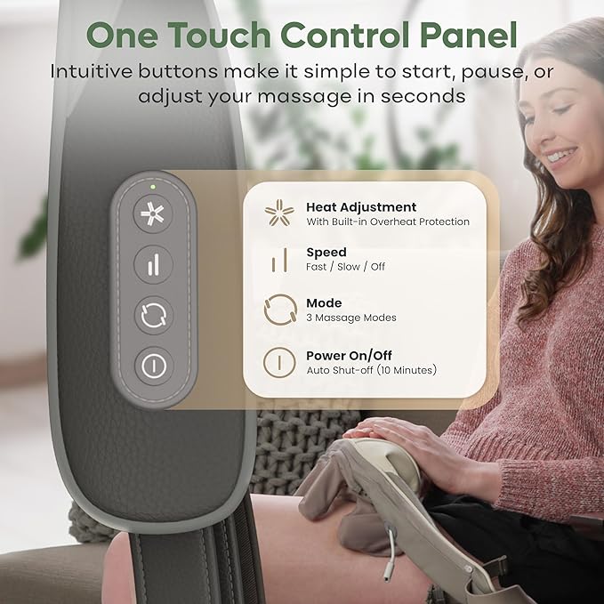 Electric Neck and Back Massager Heat Function Deep Tissue Cordless Neck Massager Relax Muscles 4D Kneading Heated Massage Shoulder Massager Gift Ideas for Dad Mom Friends