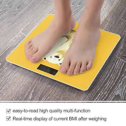 Digital Bathroom Scale for Body Weight Scale with Bright LCD Display High Accuracy Step-On Technology Auto On/Off Cute Cartoon Polar Bear Digital Scales 400 Lbs /180kg