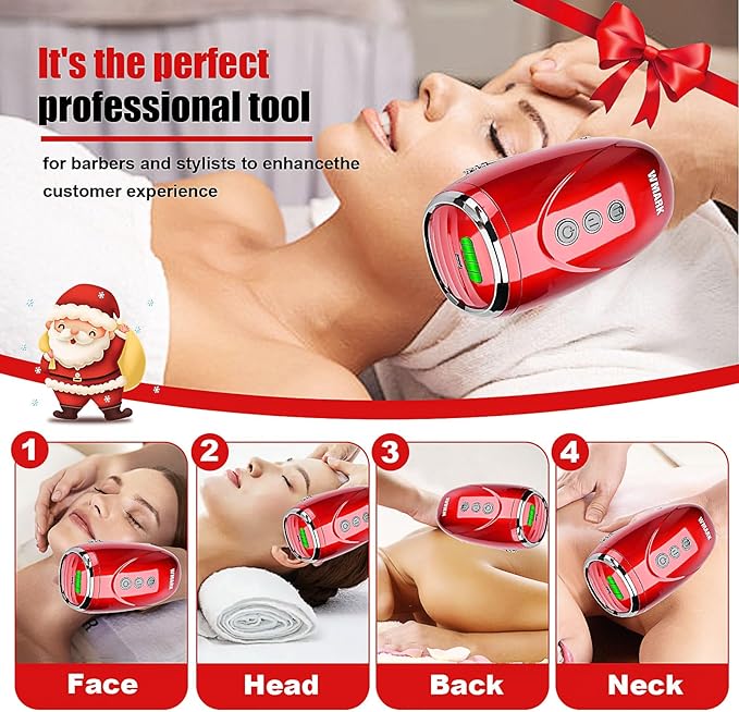 WMARK Barber Massager/Cordless HandheldMassager Charge Neck/Legs/Hand/FaceMassager 2 Massage Nodes 2600AMHRed