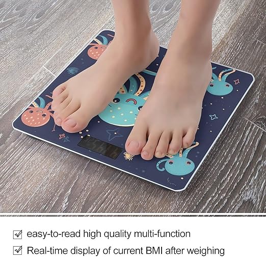 Cartoon Octopus Bathroom Scale Large LCD Backlight Display Digital Scale Rounded Corners Body Scales Automatic Power On/Off Bathroom Scales for Home Bedrooms
