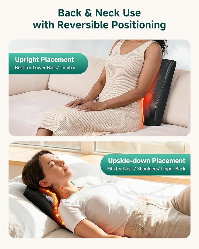 Snailax Shiatsu Back Massager for Back Pain Deep Tissue Lower Back Neck Massager with Heat 3D Kneading Back Massager for Chair Massage Pillow as Gifts for Mom Dad Women