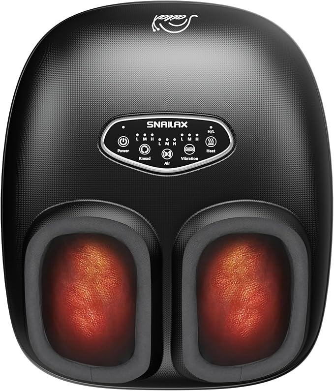 Snailax Shiatsu Foot Massager with Heat Deep Kneading Compression Vibration Feet Massager Machine for Plantar Fasciitis Neuropathy Foot Warmer Under Desk Size 13 Gifts for Men Women