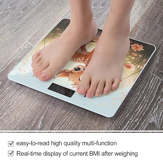 Lovely Deer Bathroom Scale for Body Weight Bathroom Weighing Scale with Backlit LCD Display Highly Accurate Measures Weight Up to 180kg