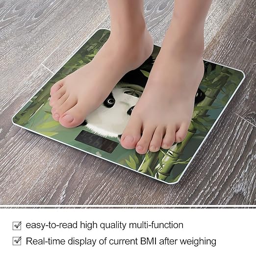 Curious Baby Panda Digital Bathroom Scale for Body Weight with High Precision Digital Weighing Scale with BMI Clear LCD Display and Step-On Measures Weight Up to 180kg