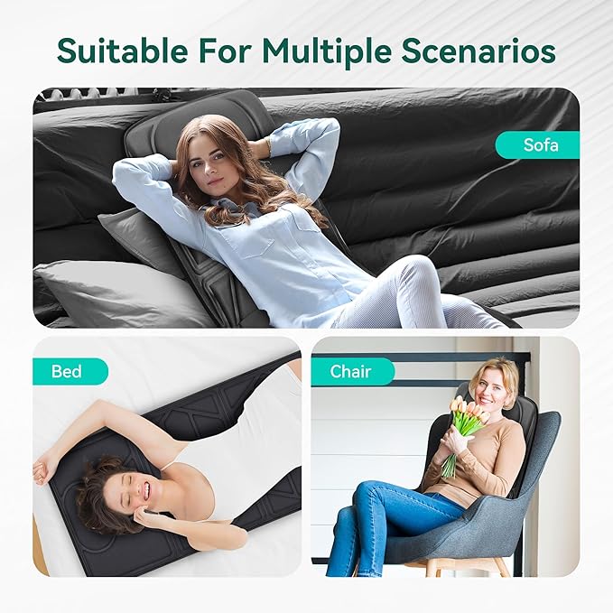Full Body Massage Mat Pad for Bed Massage Chair Pad with 10 Vibration Motors &amp 5 Massage Modes Vibrating Heating Massage Mattress Pad for BackMassager with Auto Shut Off Gift for Men Women