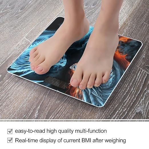 Ice and Fire DragonsScale for Body Weight with LCD High Precision Weighing Scales Fashion Sturdy Tempered Glass Weight Scales Easy-to-Read Digital Bathroom Scale for Daily 400lb