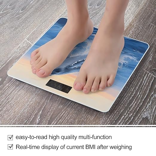 Silver Whale in Ocean Weight Scale Large Digital Bathroom Scales with Bright LED Display Non Slip Digital Scale and Step On Fashion Weighing Machine for Body