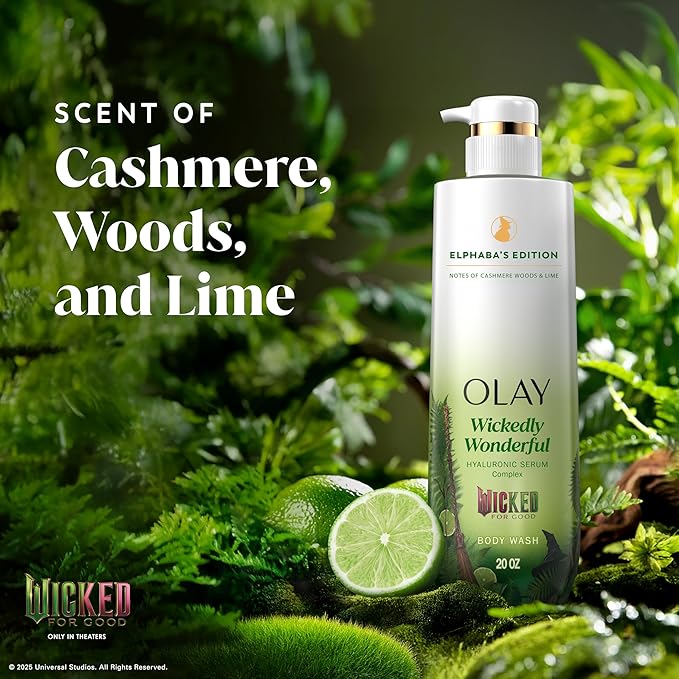 Olay Wicked Body Wash + Secret Invisible Solid Antiperspirant Deodorant Bundle Wickedly Wonderful Elphaba’s Edition Cashmere Woods &amp Lime Scent 20 fl oz + 2.6 oz (Pack of 2)