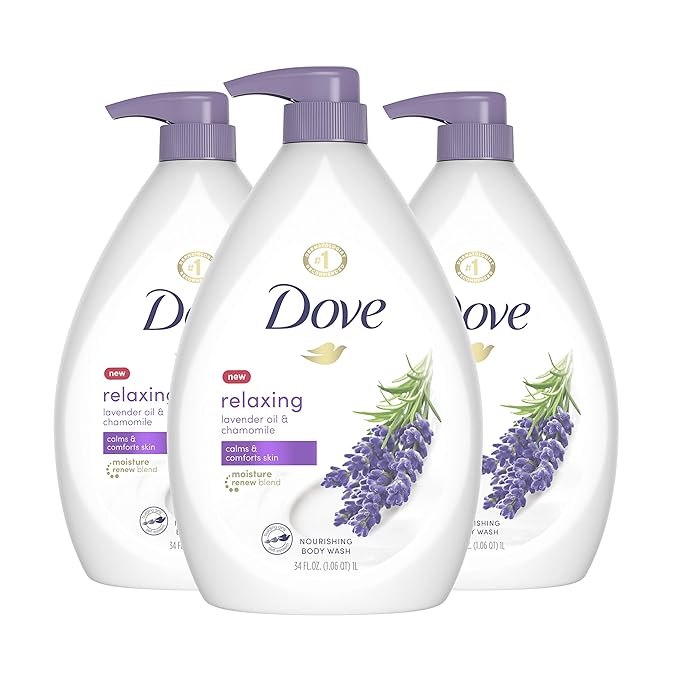 Dove Relaxing Body Wash Pump Calms &amp Comforts Skin Lavender Oil and Chamomile Effectively Washes Away Bacteria While Nourishing Your Skin 34 oz 3 Count
