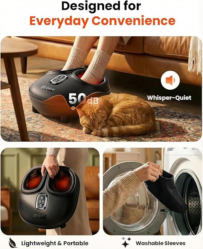 Shiatsu Foot Massager with Heat FSA-HSA Eligible Deep Kneading &amp Compression Feet Massager for Plantar Fasciitis Neuropathy Pain Relief Targets Heel Arch &amp Toes - Fits Up to Men Size 13