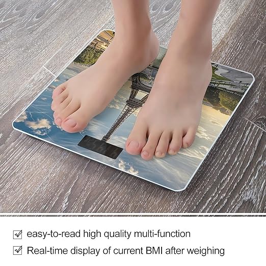 Eiffel Tower Paris Scale for Body Weight Highly Accurate Digital Bathroom Body Scale Digital Bathroom Scales for People Anti-Slip Large LCD Display Smart Scales