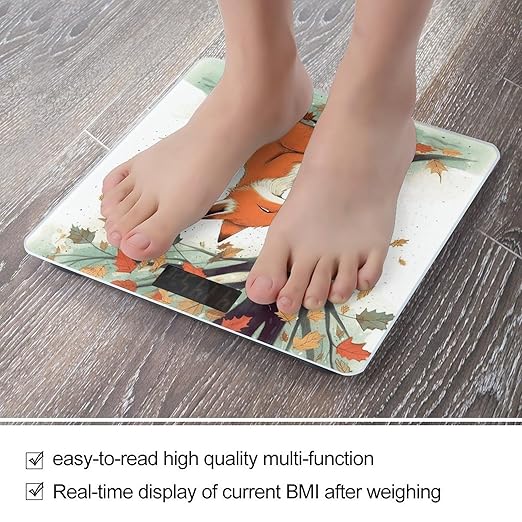 Fox Under The Tree Scale for Body Weight Accurate Digital Bathroom Scale Toughened Glass High Precision Scales Smart Weight Scales with Large LCD Backlight Display Weighing Machine