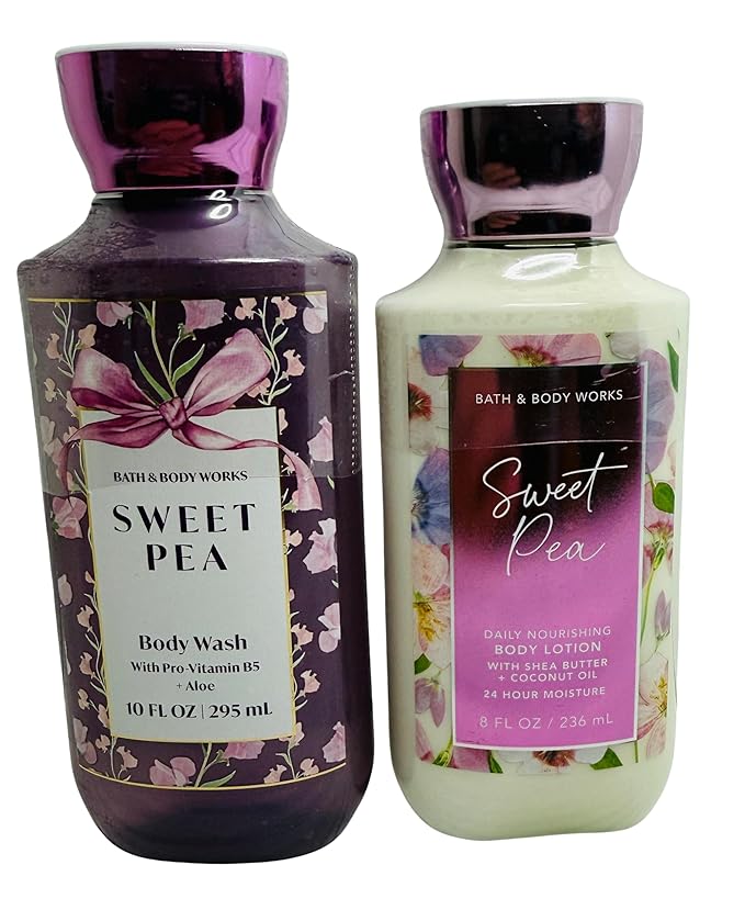 Bath &amp Body Works Women's Sweet Pea Body Lotion and Body Shower Gel Wash 2 Piece Set