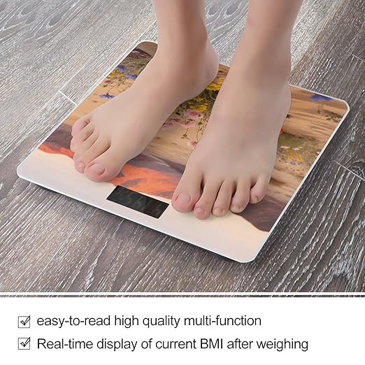 Desert Daisies Weight Scale Large Digital Bathroom Scales with Bright LED Display Non Slip Digital Scale and Step On Fashion Weighing Machine for Body