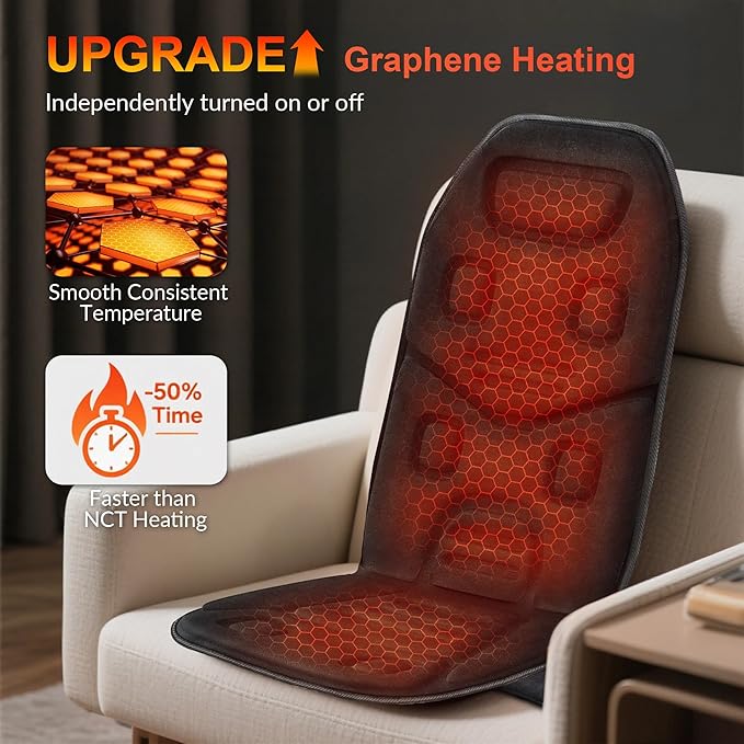 COMFIER Vibration Back Massager Seat Cushion with Heat10 Motors Massage Chair PadChair Massager for Pain Relief at Office/HomeMothers Day Gifts for Mom Dad