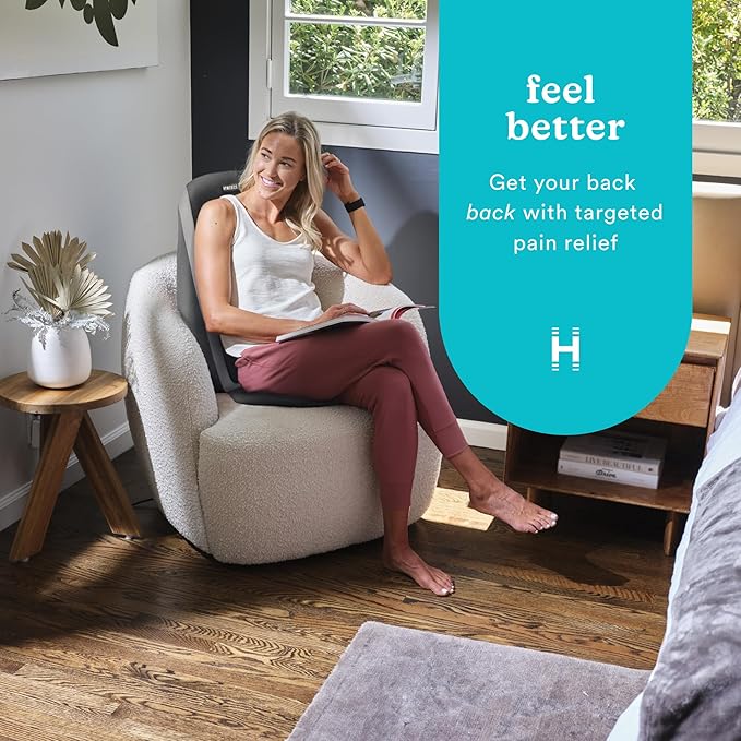 HoMedics Shiatsu Massage Cushion with Soothing Heat Deep-Kneading Massage Targets Pressure Points All Over Back Soothing Heat Relax Overworked Muscles Release Tension Reduce Back Pain