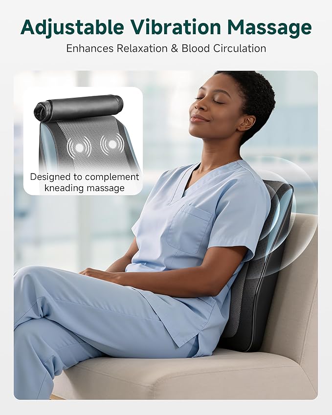 Snailax Back Massager for Back Pain Deep Tissue Shiatsu Neck Back Massager with Heat 3D Kneading Chair Massage Pillow Neck Shoulder Massage Gifts for Mom Dad Women