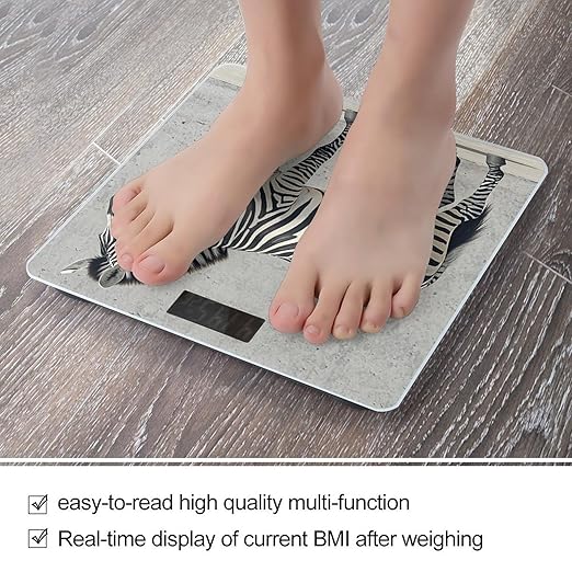 Zebra on The Wall Scale for Body Weight Accurate Digital Bathroom Scale Toughened Glass High Precision Scales Smart Weight Scales with Large LCD Backlight Display Weighing Machine