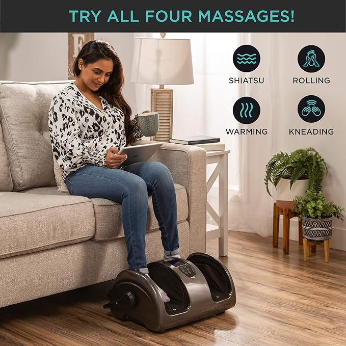 Best Choice Products Heated Shiatsu Foot Massager for Pain Relief Plantar Fasciitis Neuropathy Blood Circulation w/Compact Design - Gray