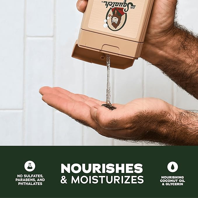 Dr. Squatch Natural Men's Body Wash Shower Gel - Cleansing Nourishing Long Lasting Scent Moisturizing Body Wash for Men - Pine Tar + Wood Barrel Bourbon (14 oz 2-Pack)