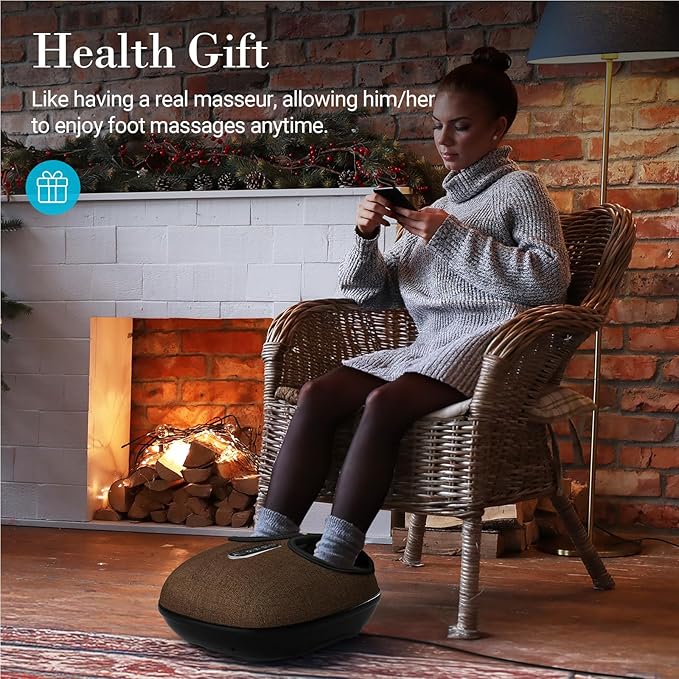 Foot Massager with Heat FSA Eligible HSA Shiatsu Feet Massager with Remote Control Multi-Level Compression Knead Foot Massage for Neuropathy &amp Plantar Fasciitis Fits Up to 13 Gifts(Brown)