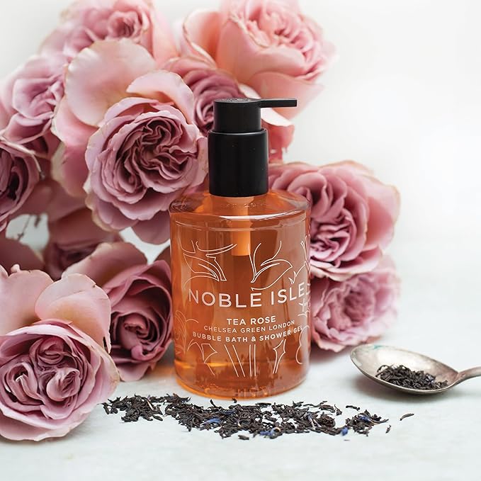 Noble Isle Tea Rose Bath &amp Shower Gel | Luxury Body Wash for Women with Fine British Fragrance Oils | Vegan Body Wash &amp Paraben Free Body Wash (8.45 oz)