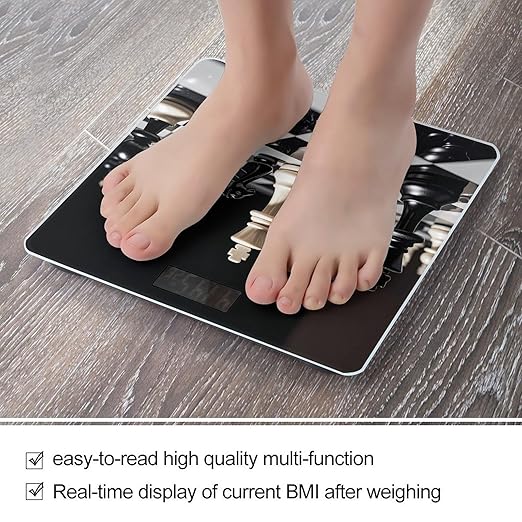 Black and White Chess Scale for Body Weight Digital Bathroom Scale Toughened Glass High Precision Scales for Body Weight with Large LCD Backlight Display Weight Scales