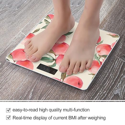 Pink Peach Bathroom Scale Ultra-Bright Liquid Crystal Screen Weight Scale Accurate Bathroom Body Scales for Body Weight Bathroom Pet Home Bedroom Gift-Giving