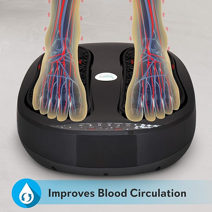 SereneLife Hurtle Shiatsu Foot Massager Machine - Chinese Reflexology Sitting Remote Control Option Simple Cleaning Pads 2 Functions Massage and Beating | Auto-Programs Adjustable Time &amp Settin