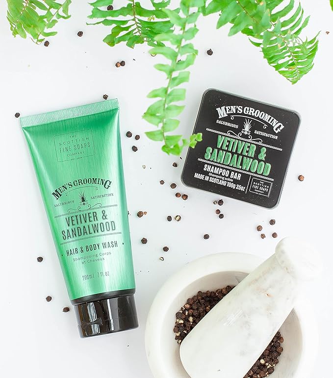 Scottish Fine Soaps Vetiver &amp Sandalwood Hair &amp Body Wash 200ml Tube