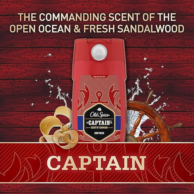 Old Spice Red Collection Captain Scent Body Wash for Men (Pack of 4) 16 Ounce