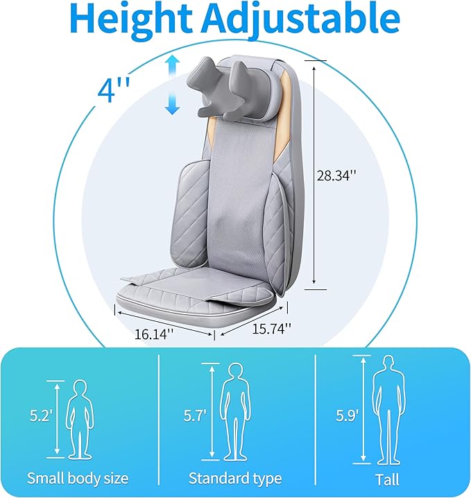 Shiatsu Neck and Back Massager with Heat4D Kneading Back Massager for Pain Relief Deep TissueBack Massager for ChairMassage Chair Pad for Full BackGifts for Women Men Parents