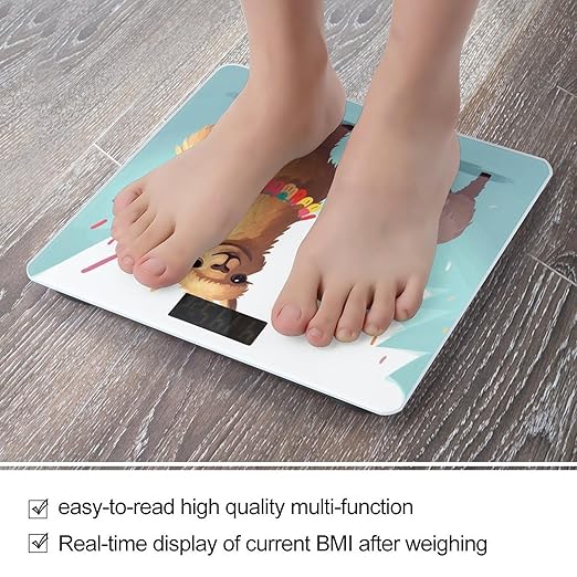Llama Alpaca Scale for Body Weight High Precision Digital Weight Scales with LCD Display Anti-Slip Sturdy Slim Tempered Glass Bathroom Scale for Home Use