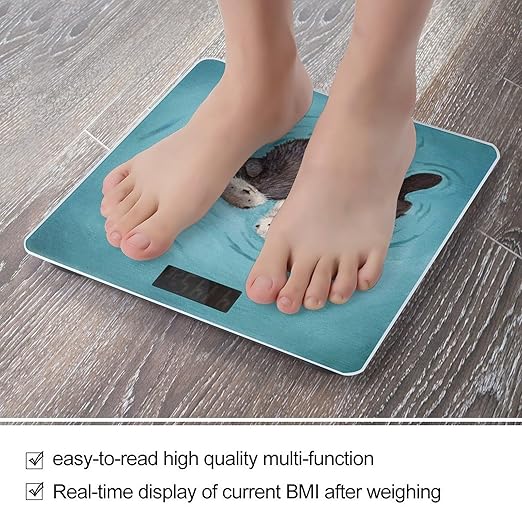 Otters Holding Hands Bathroom Scale Automatic Power On/Off Body Scales LCD Backlight Display Square Digital Scale Rounded Corners Bathroom Scales for Home Bedrooms